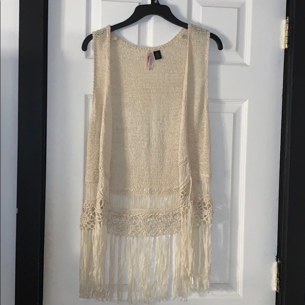 Lace/Fringe Tank Top Cover Up